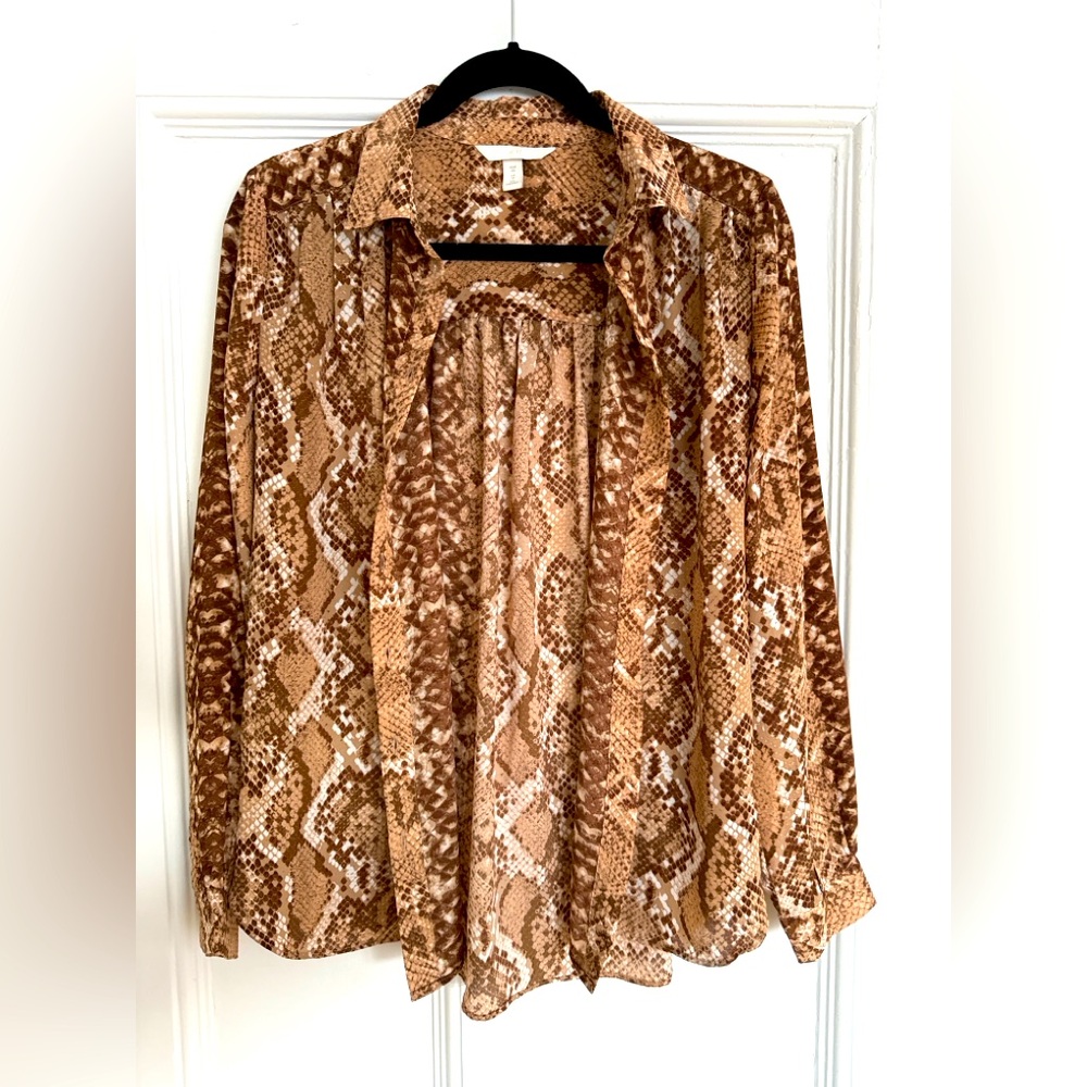 H&M Snakeskin Brown Blouse